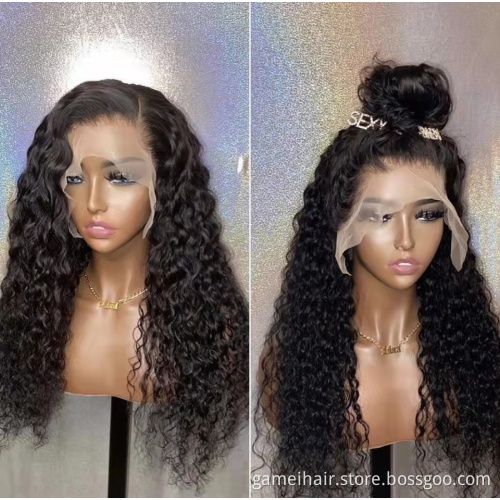 China suppliers wholesale frontal custom wigs 100% brazilian Virgin human hair 13x4" transparent lace water wave human hair wigs
